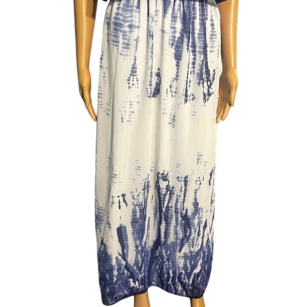 Takara Blue Tie-Dye Maxi Dress Sleeveless Scoop Neck M boho - Picture 4 of 9